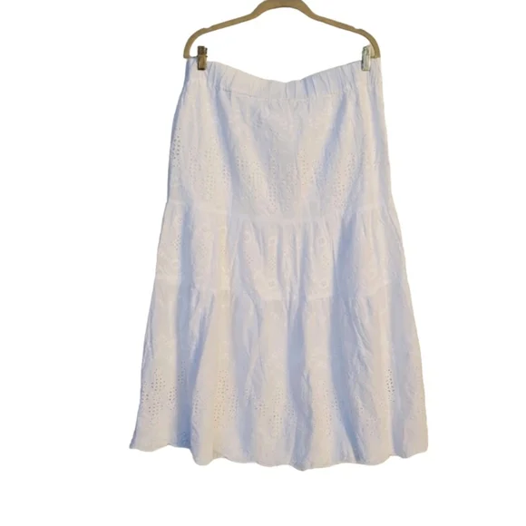 Sundance Boho Eyelet Skirt Embroidered Tiered  Size L - Like NEW 'Bastilla' - Picture 10 of 16